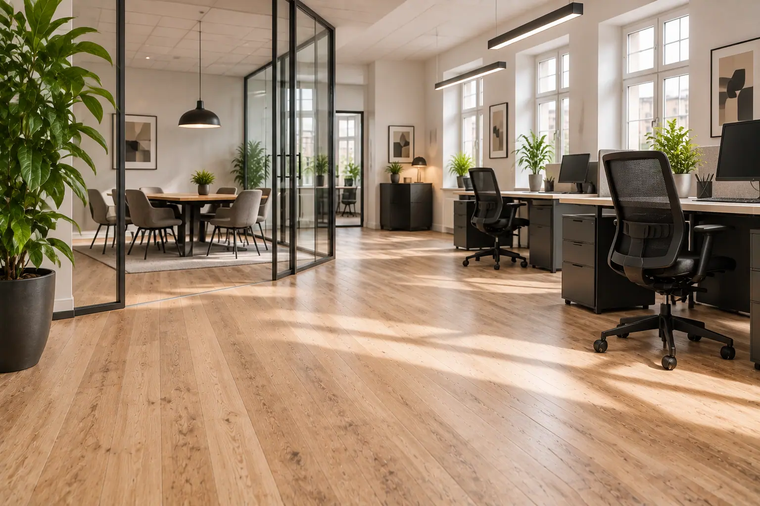 Moderne kontor med flot gulv